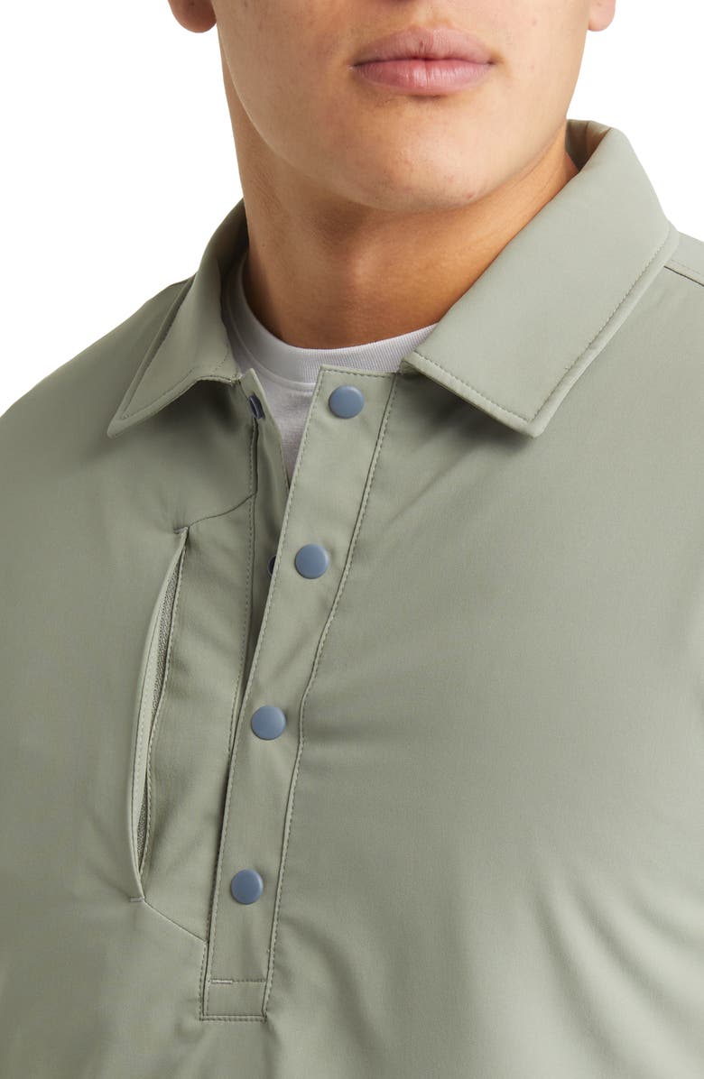 Peter Millar Crown Crafted Approach Water Resistant Insulated Snap Long Sleeve Polo, Alternate, color,