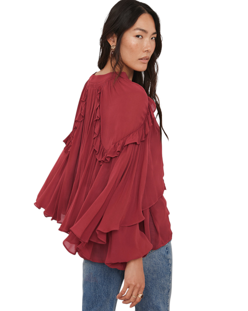 Mint Velvet Ruffle Layered Blouse In Pink