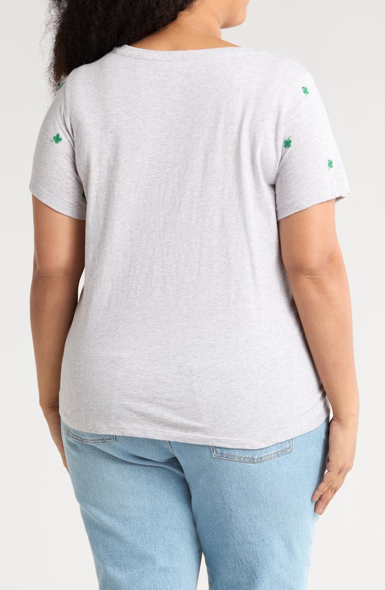 Lucky Brand Embroidered Cotton T-Shirt, Alternate, color, Heather Grey