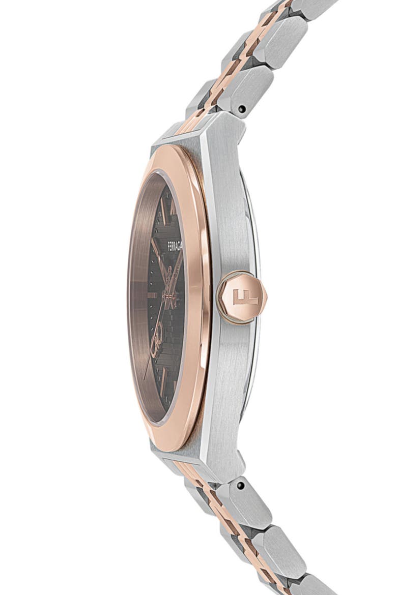 Vega Bracelet Watch, Alternate, color, BLACK/ ROSE/ SILVER