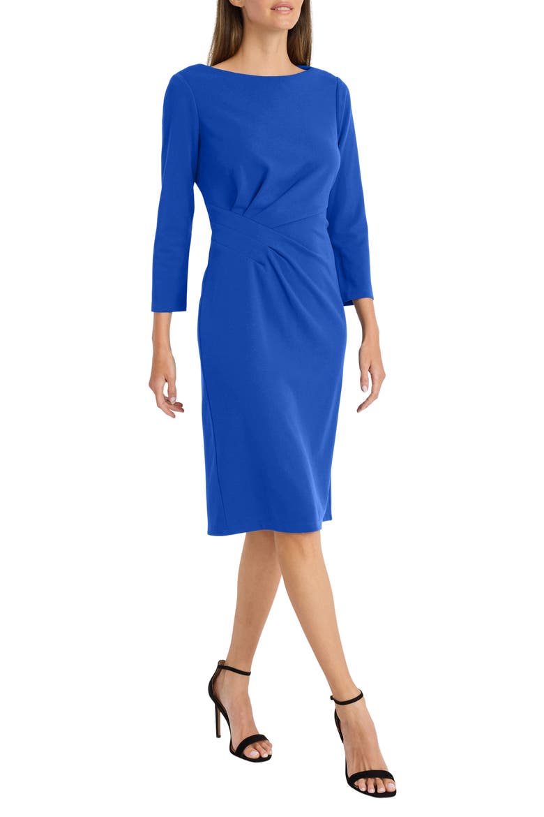 Side Pleat Midi Dress, Alternate, color, SODALITE BLUE