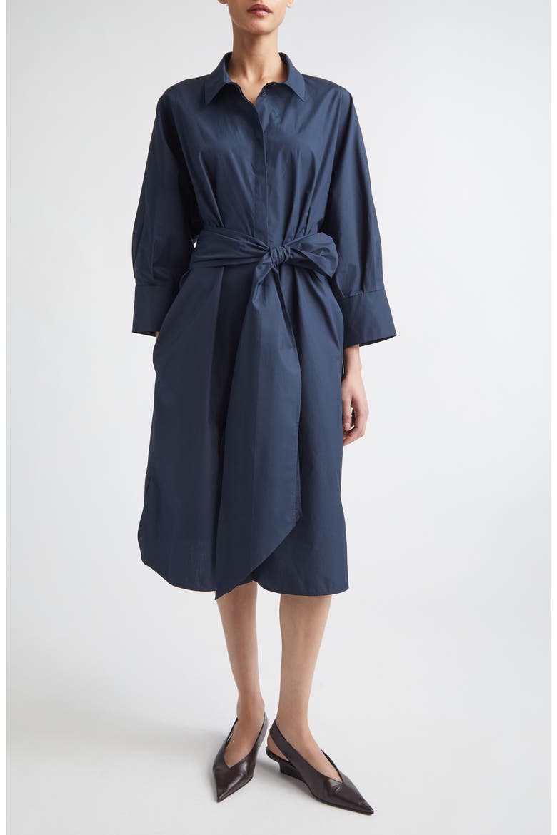 Tabata Long Sleeve Cotton Shirtdress, Main, color, MIDNIGHT BLUE