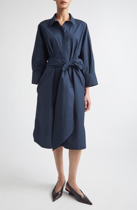 Tabata Long Sleeve Cotton Shirtdress