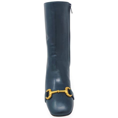 Madison Maison Back Stripe Horse Bit Buckle Boot In Blue
