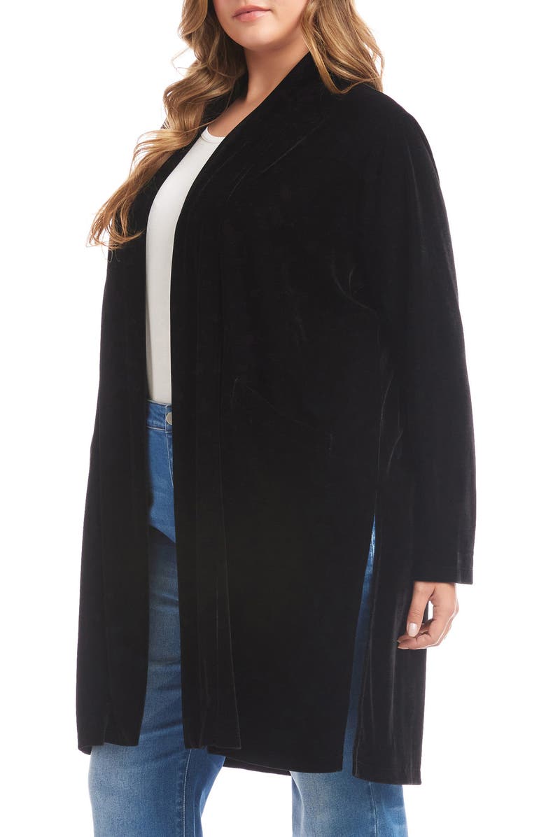 Karen Kane Velvet Duster, Alternate, color, Black