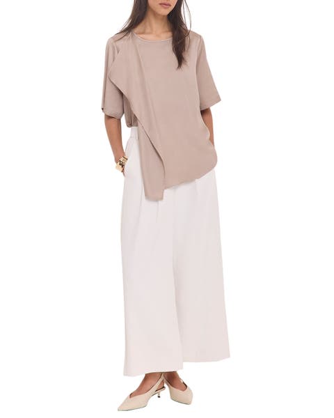 Satin Ruffle Front Top
