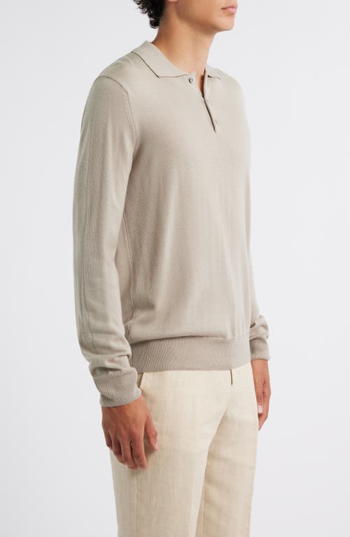 Aurélien Long Sleeve Cashwool® Polo Sweater In Gray