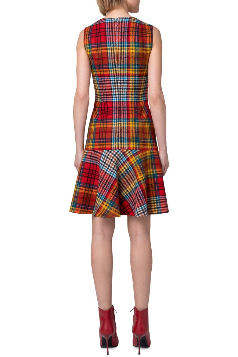 Tartan Virgin Wool Flannel Dress, Alternate, color, RED-MULTI