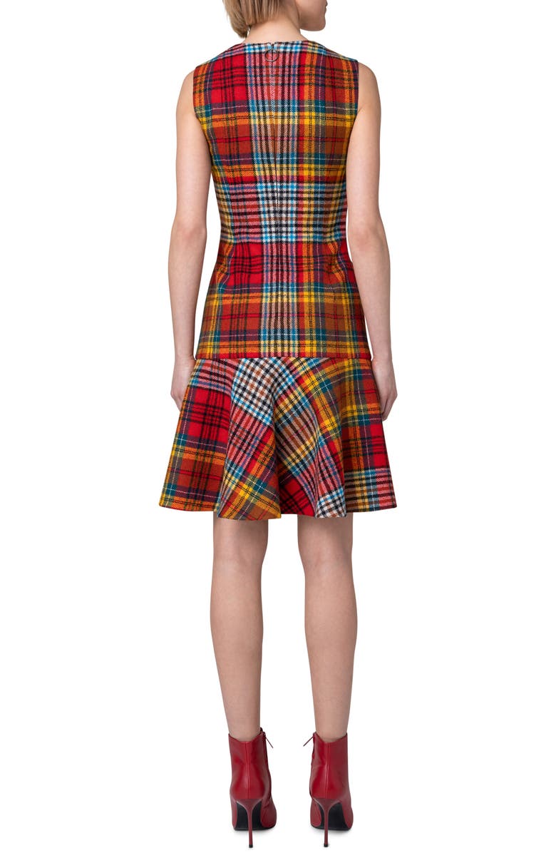 Akris punto Tartan Virgin Wool Flannel Dress, Alternate, color, 