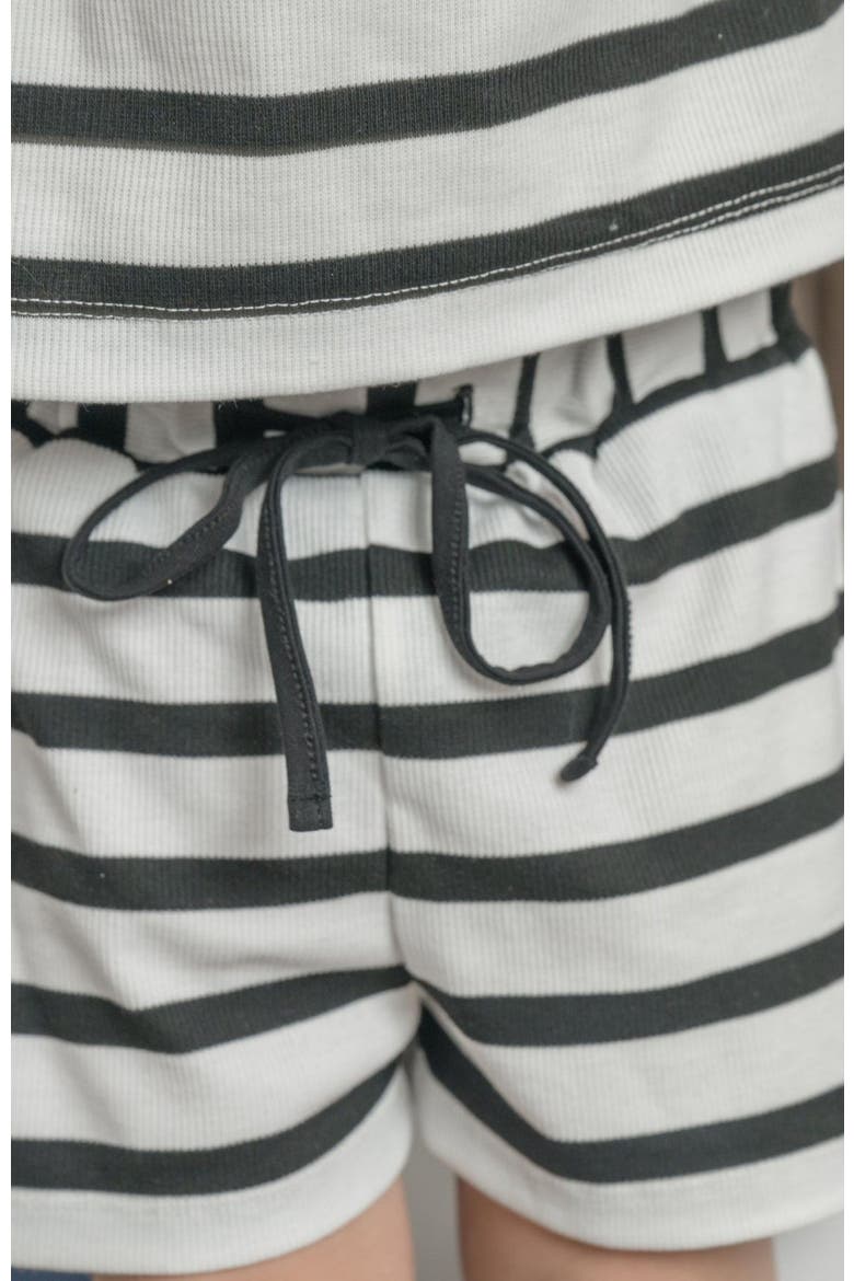 Monaco Striped Boys Top and Shorts Set, Alternate, color, Black and White Striped