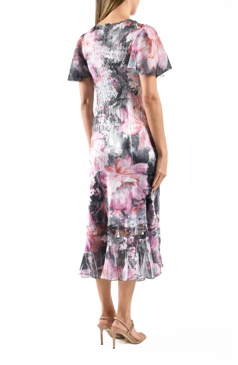 Komarov Flutter Sleeve Chiffon & Charmeuse Cocktail Dress, Alternate, color, Pink Annami