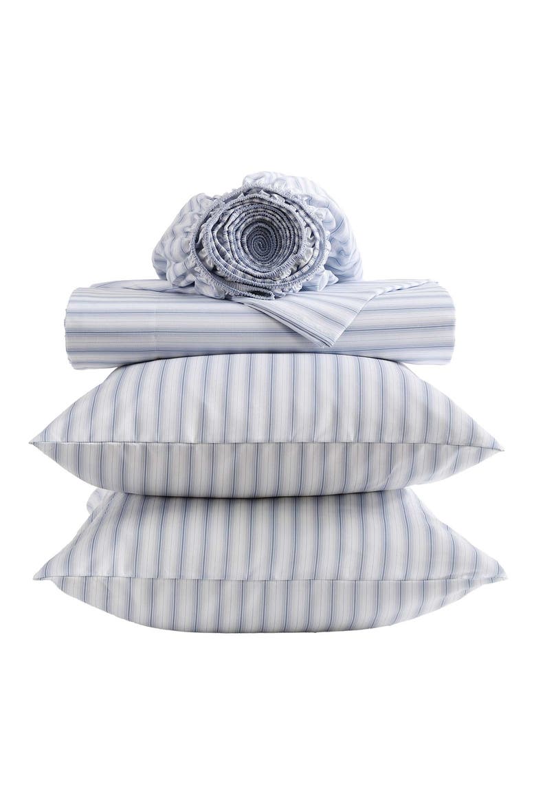 Arrow Stripe Microfiber Sheet Set, Alternate, color, ICY BLUE