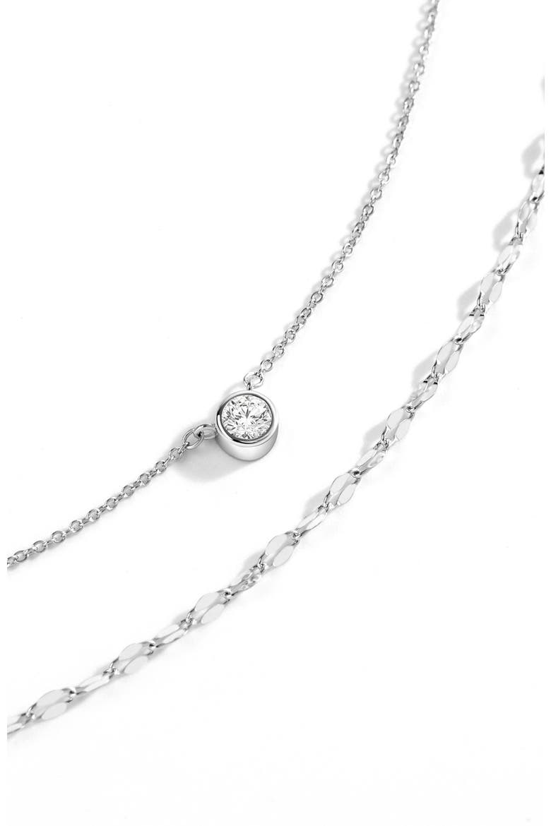 Classic Bezel Necklace and Petal Chain Set, Alternate, color, 925 Sterling Silver