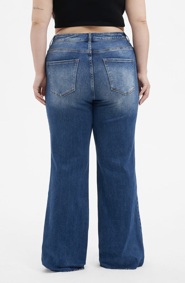 Bayeas High Waist Raw Hem Wide Leg Jeans, Alternate, color, Azure