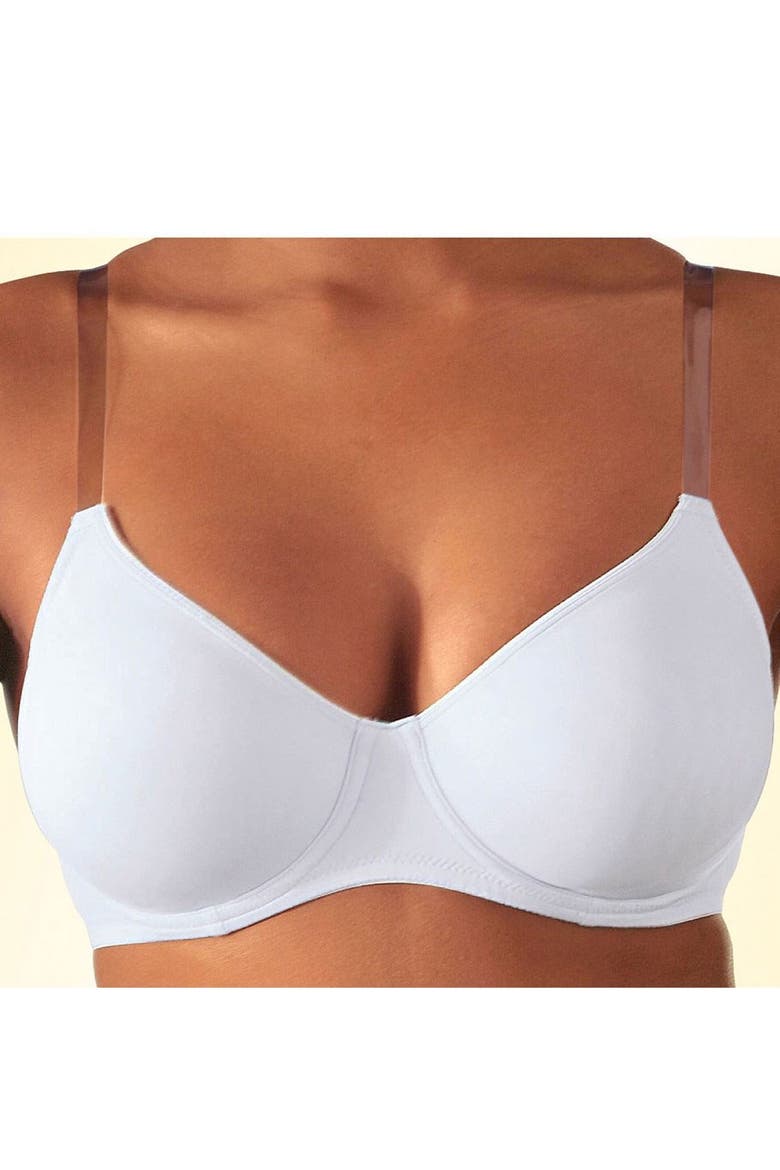 Clear Strap Underwire T-Shirt Bra, Alternate, color, White