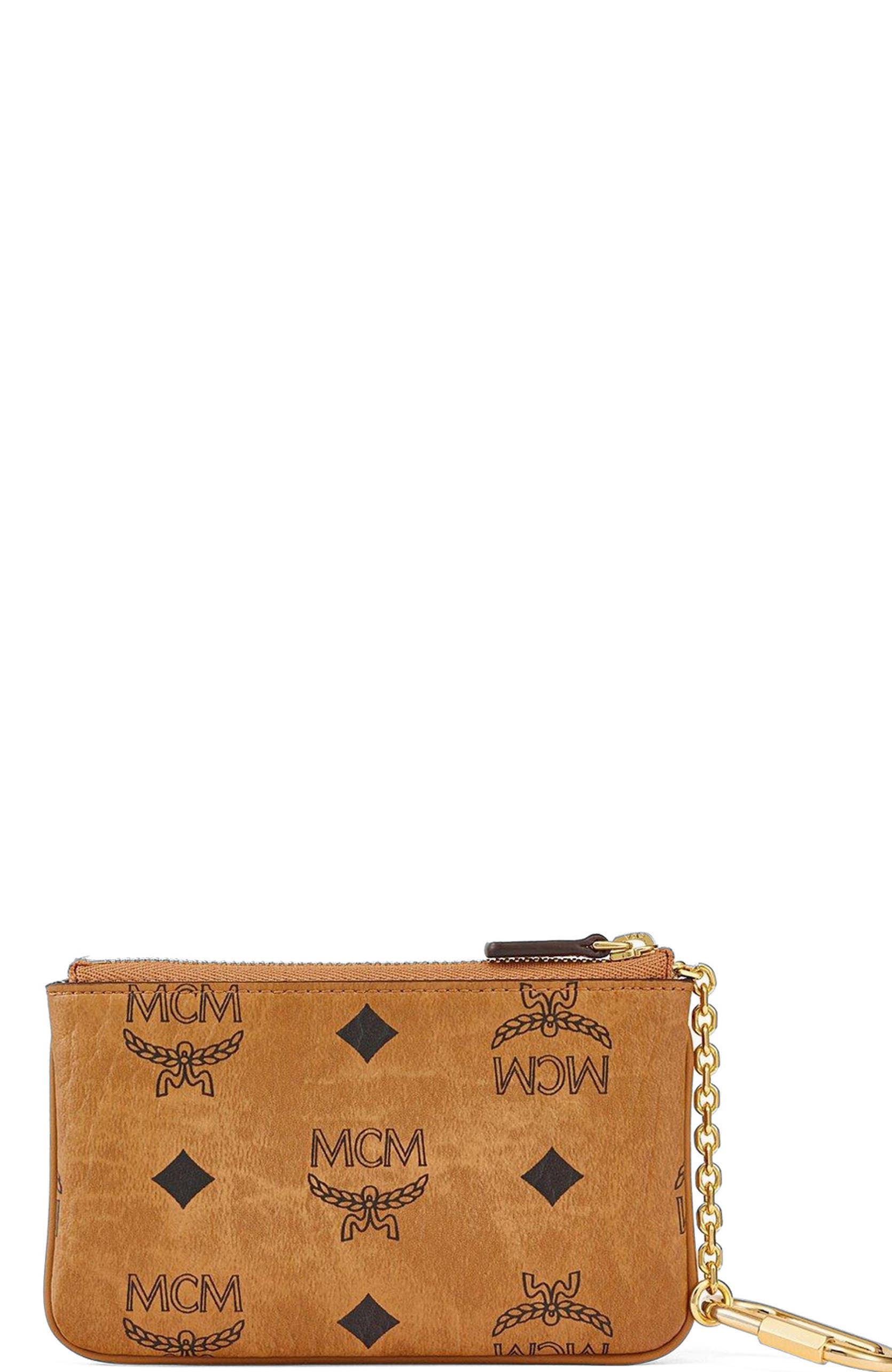 MCM Key Pouch in Visetos Original, Alternate, color, Cognac