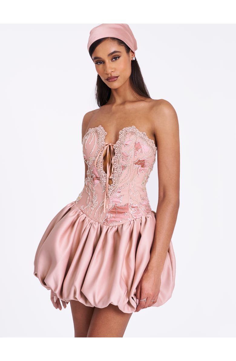 Miss Circle Palesa Ballet Style Embroidered Bubble Hem Mini Dress, Alternate, color, Pink