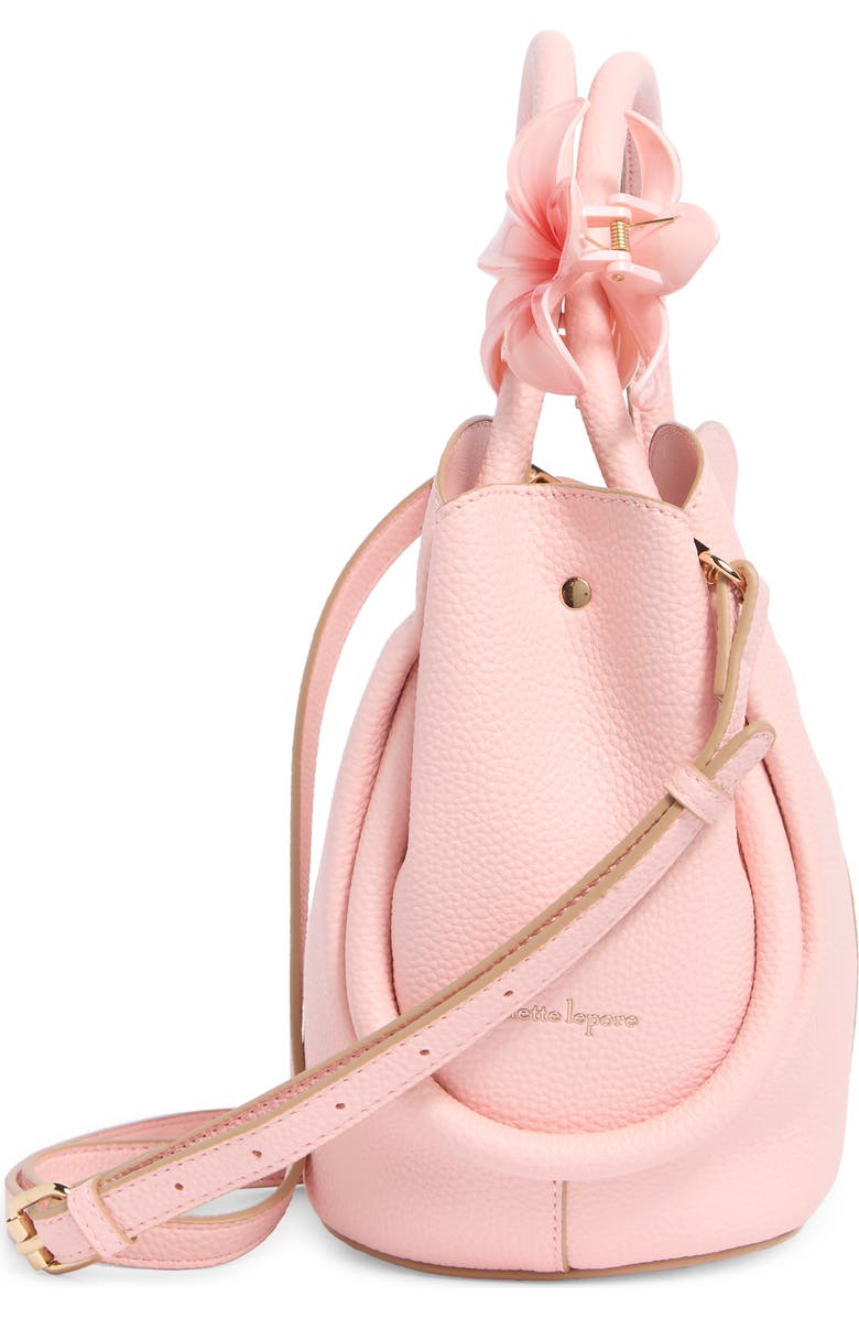 Nanette Lepore Tulip Satchel with Hibiscus Hair Tie, Alternate, color, Peachy Pink