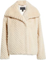 Bernardo Chevron Quilted Faux Fur Jacket
