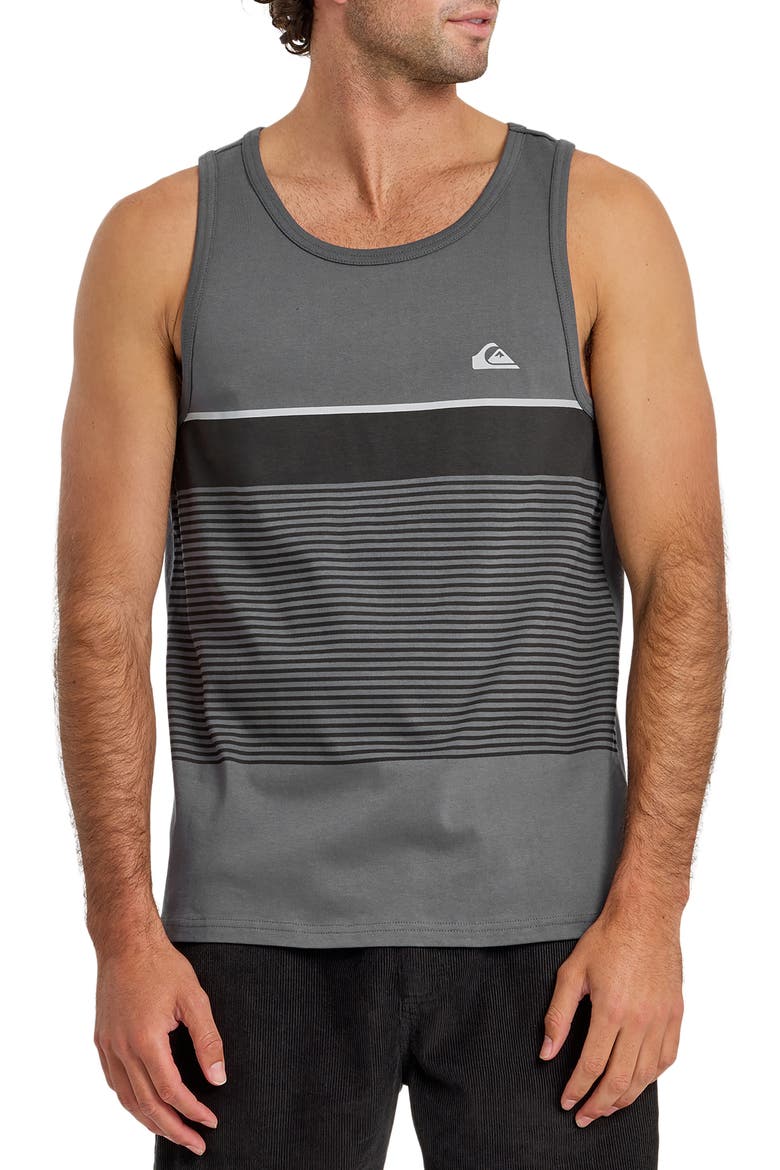 Tijuana Stripe Cotton Tank, Main, color, IRON GATE