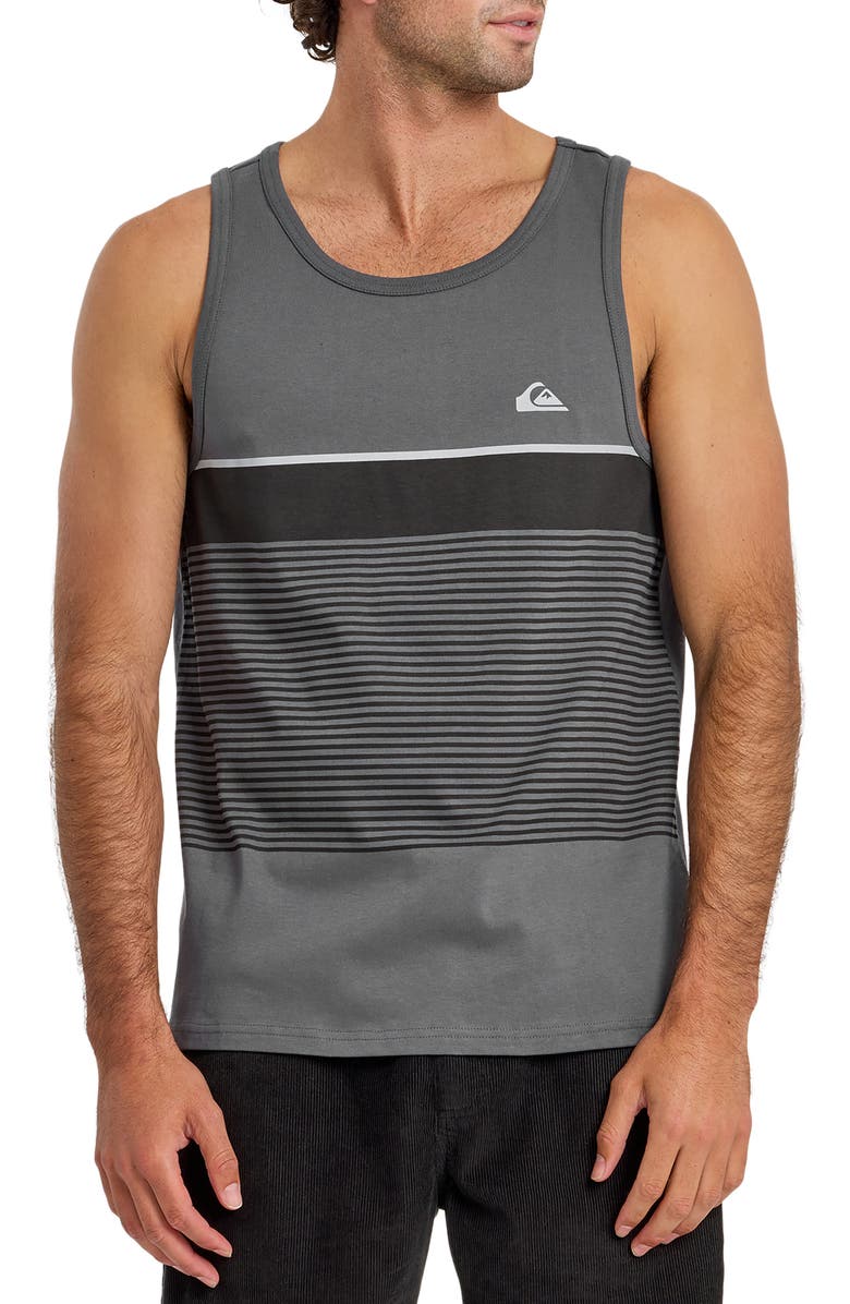 Quiksilver Tijuana Stripe Cotton Tank, Main, color, Iron Gate