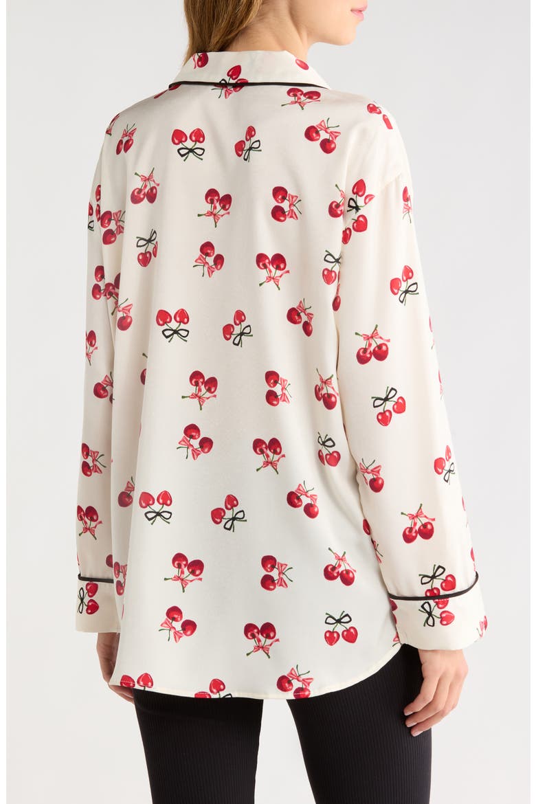 Dream Satin Pajama Shirt, Alternate, color, JET STREAM CHERRY