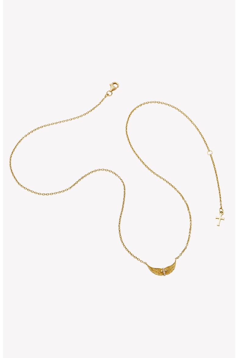Divine Wings Mini Cross Necklace, Alternate, color, 18k Gold Plated