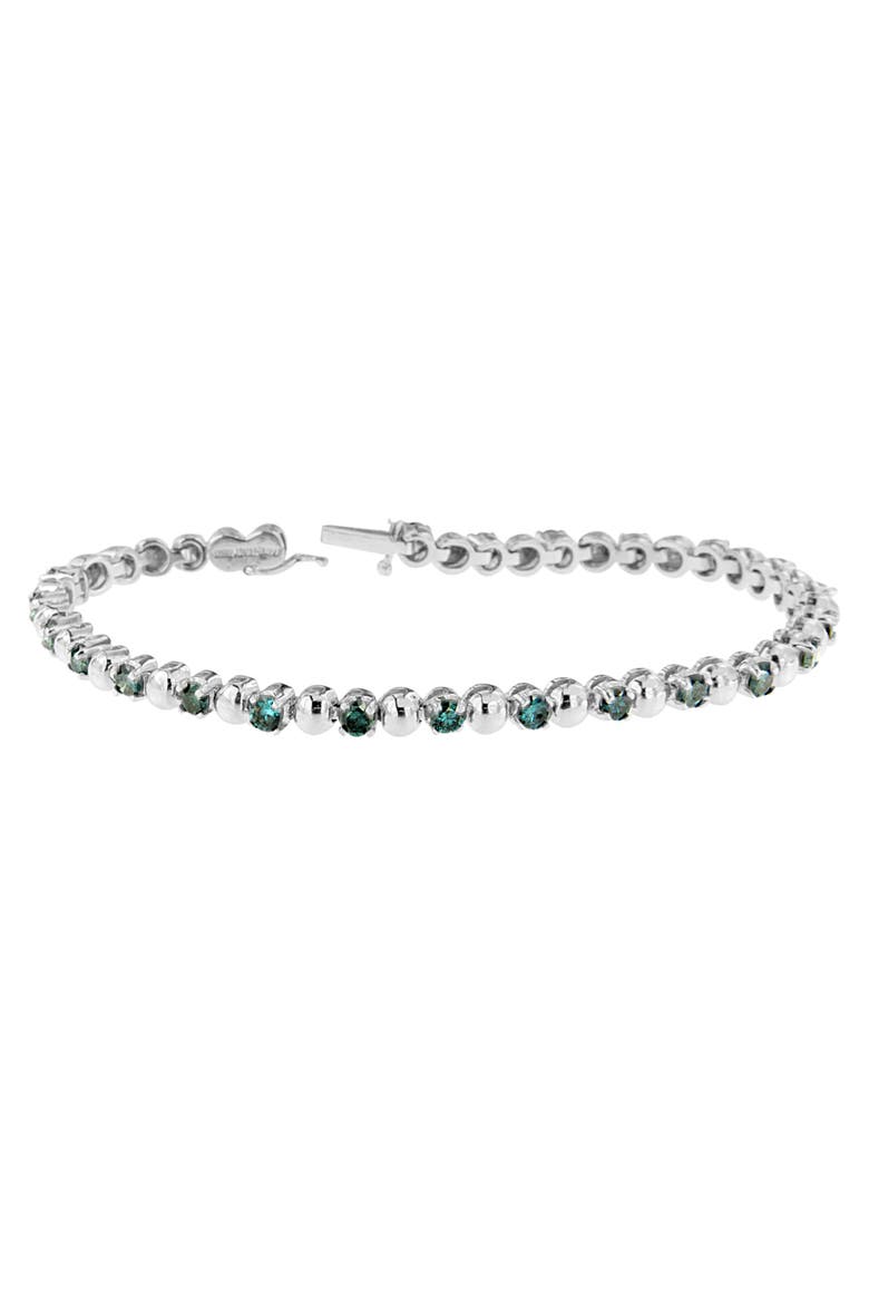 14K White Gold Round-Cut Blue Diamonds Bracelet, Alternate, color, White