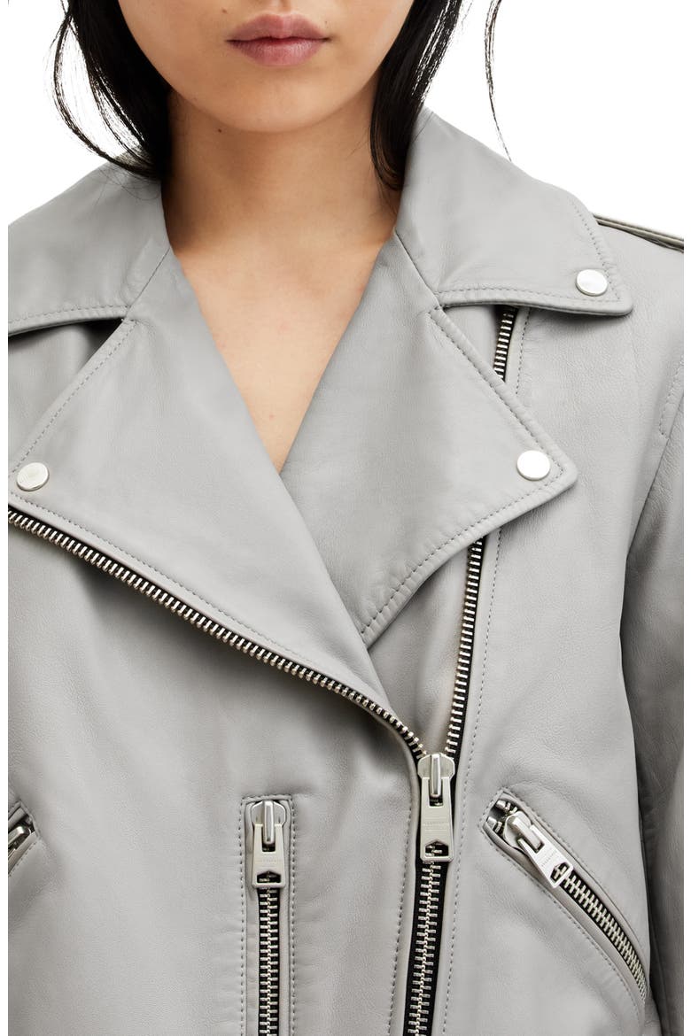 Balfern Belted Leather Biker Jacket, Alternate, color, ULTIMATE GREY