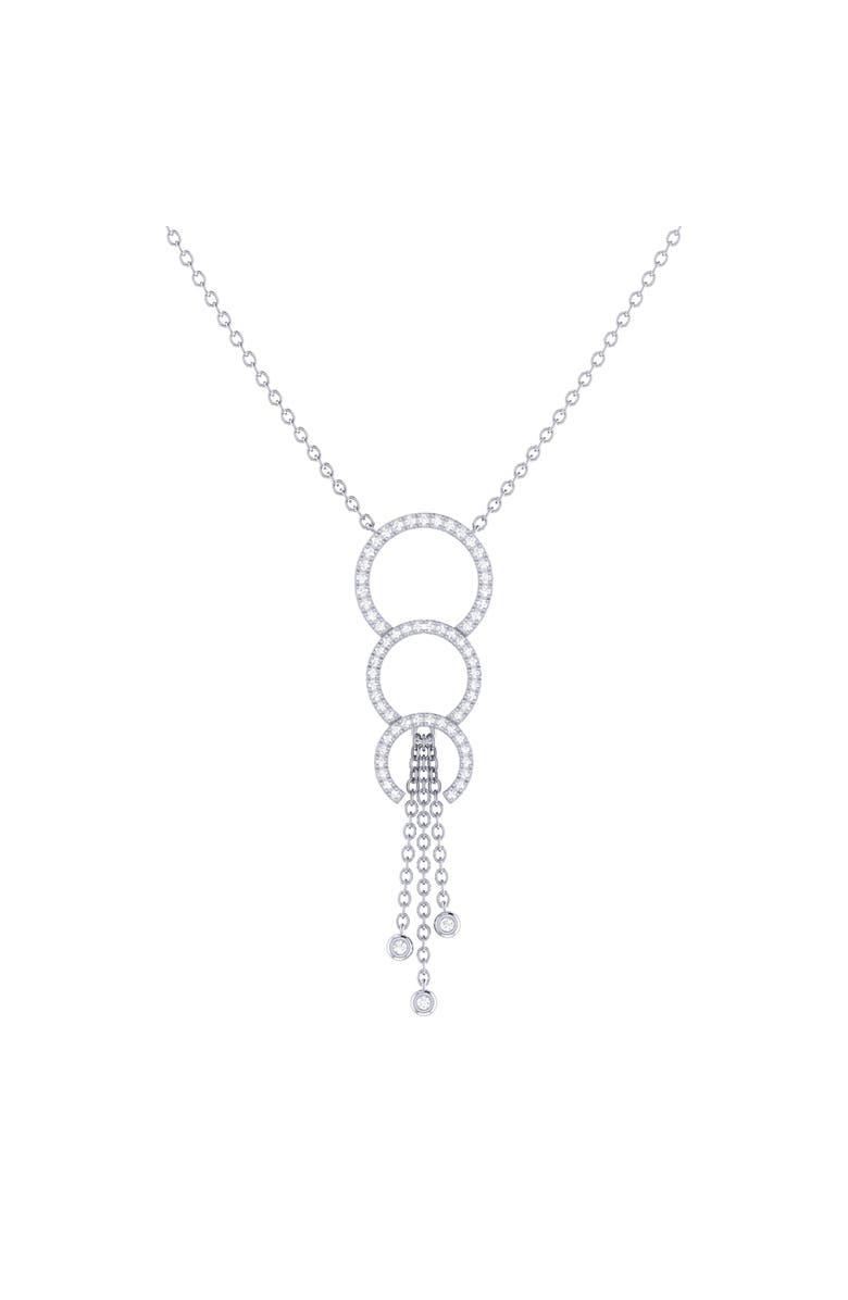 LuvMyJewelry Chandelier Circle Trio Silver Diamond Lariat Necklace, Main, color, Silver