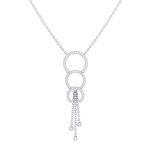 Chandelier Circle Trio Silver Diamond Lariat Necklace