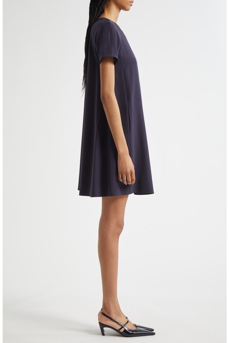 Inverted Pleat Short Sleeve Dress, Alternate, color, SOLID DARK BLUE