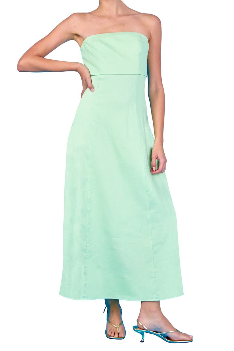 Folded Strapless Maxi Dress, Alternate, color, PISTACHIO