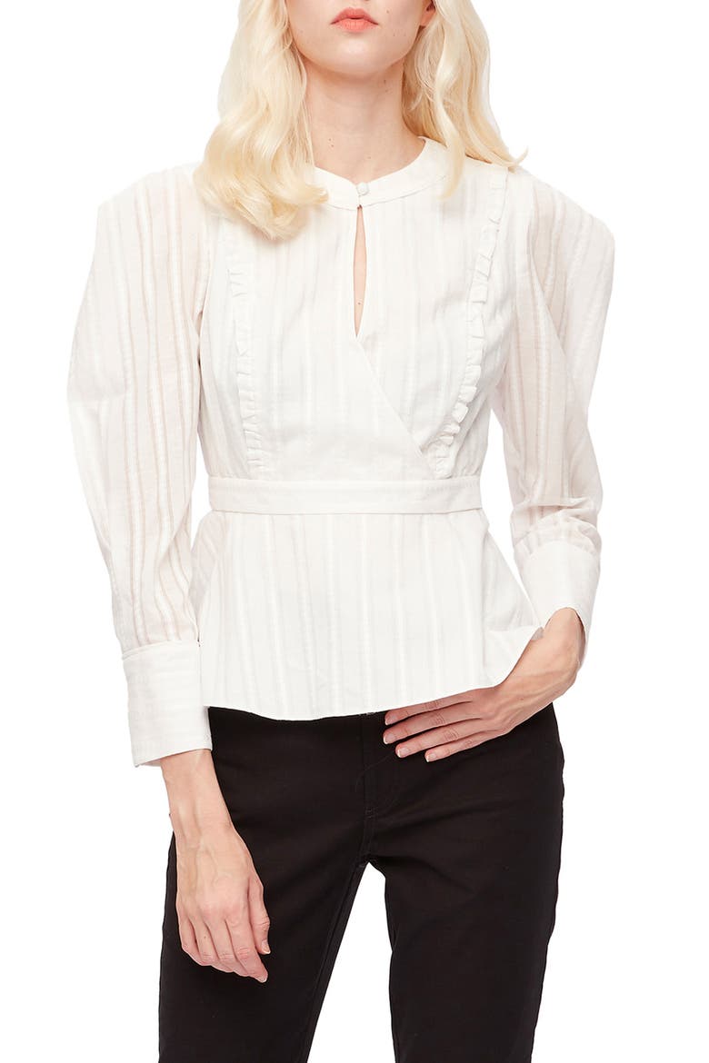 DVF Erin Puff Sleeve Cotton Blouse, Main, color, WHITE