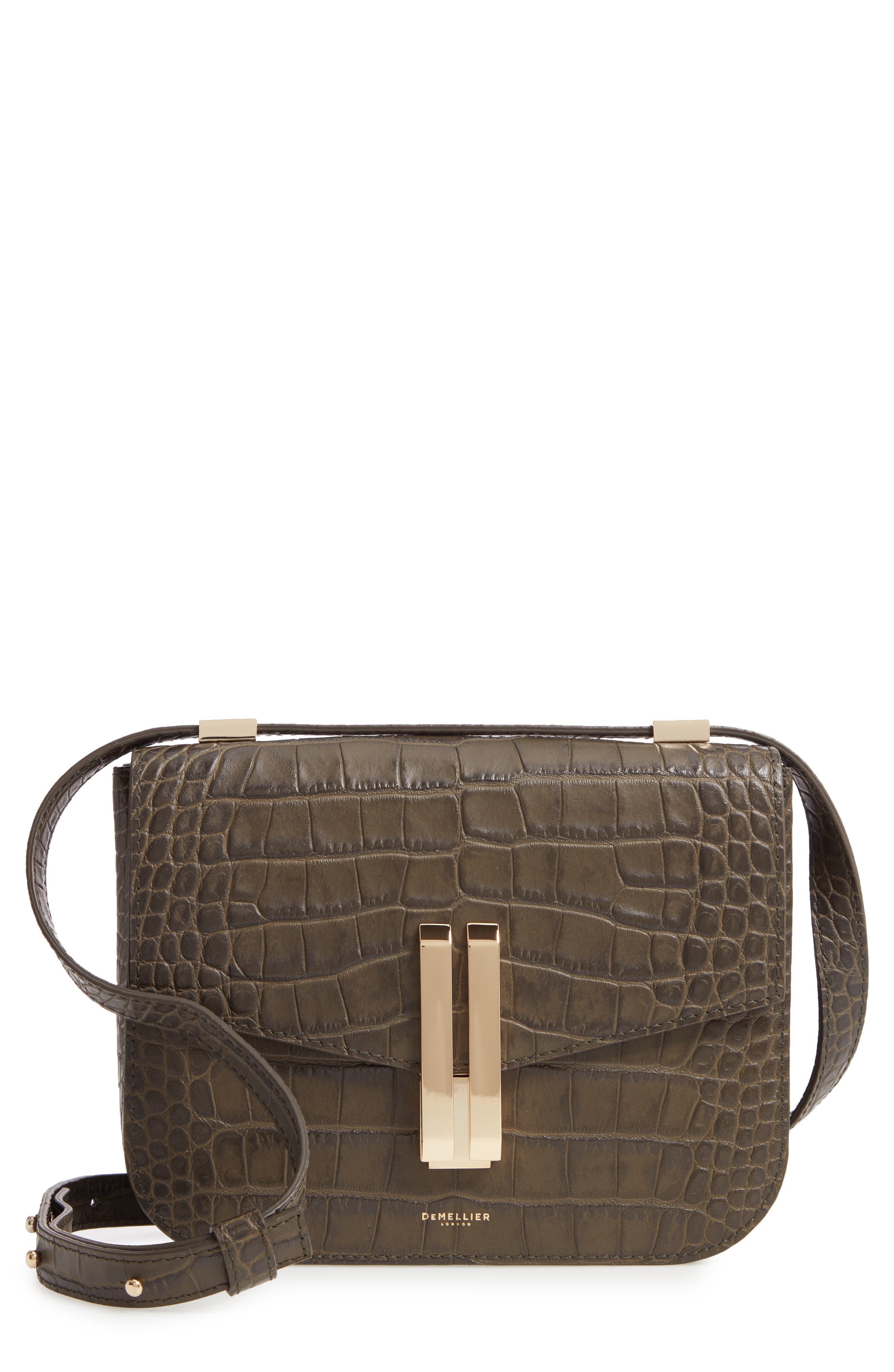 DeMellier Vancouver Croc Embossed Leather Crossbody Bag, Main, color, 