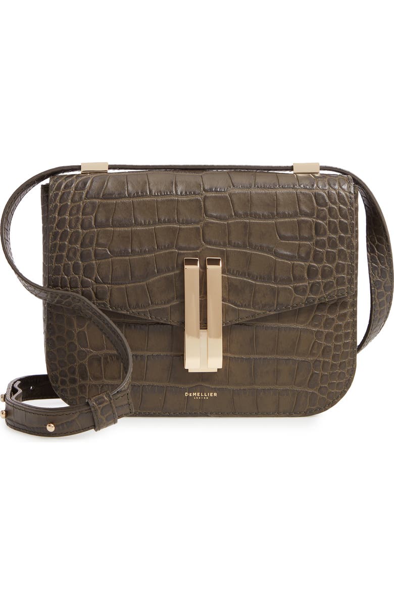 DeMellier Vancouver Croc Embossed Leather Crossbody Bag, Main, color,