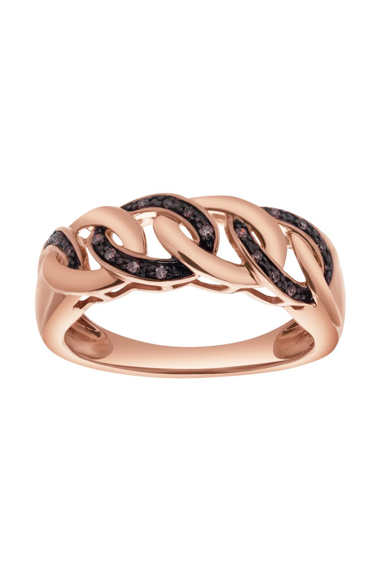 Marvella Sterling Silver 0.07 Ct Diamond Link Ring, Alternate, color, Pink Rhodium Sterling Silver