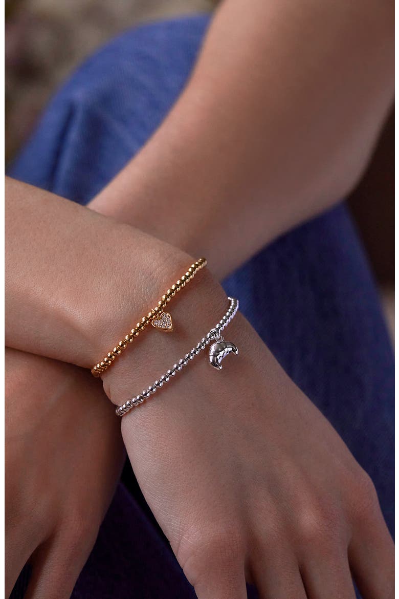Sienna Croissant Beaded Stretch Bracelet, Alternate, color, SILVER