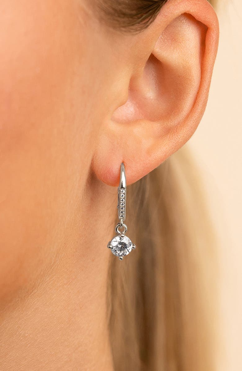 Sterling Forever Matilda Brilliant Cubic Zirconia Drop Earrings, Alternate, color, Silver