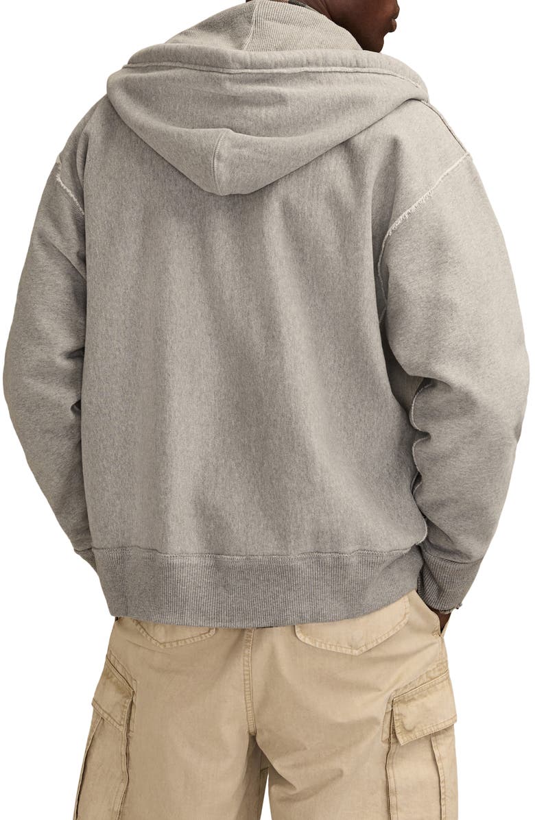 Lucky Brand Logo Appliqué Cotton French Terry Zip Hoodie, Alternate, color, Heather Grey