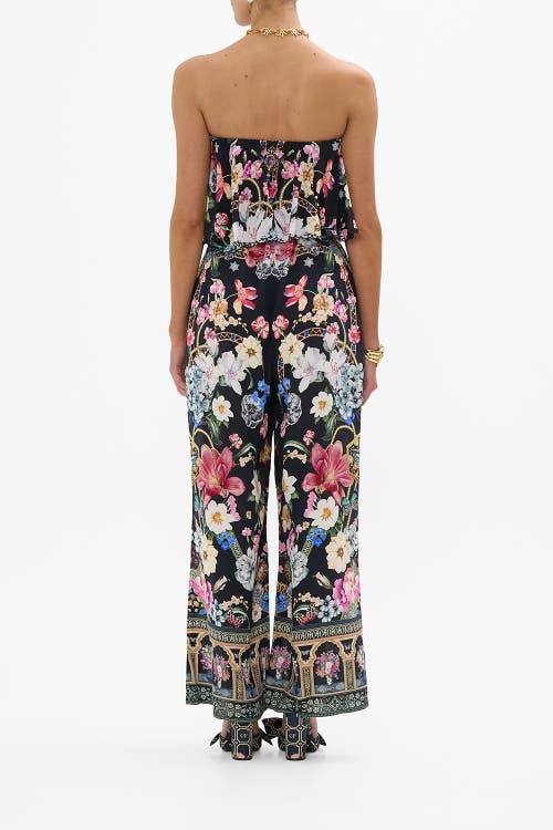 Camilla Strapless Embellished Printed Silk Crepe De Chine Jumpsuit In Midnight In Monserrate