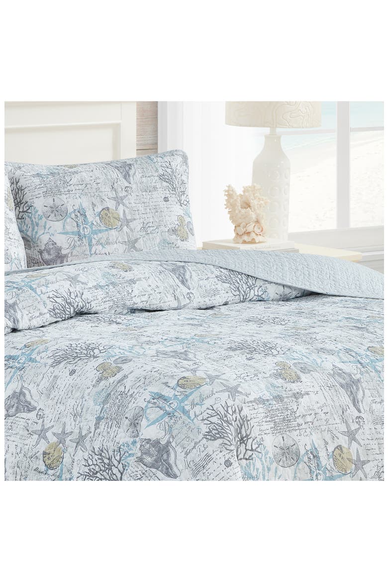 Beach Bliss Cotton Quilt & Sham Set, Alternate, color, PELICAN GREY