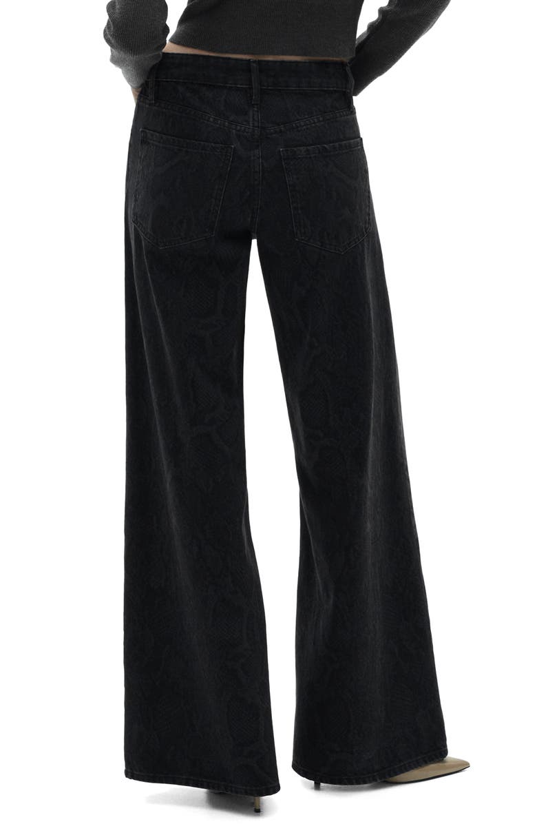 MANGO Snakeskin Effect Faux Leather Wide Leg Jeans, Alternate, color, 