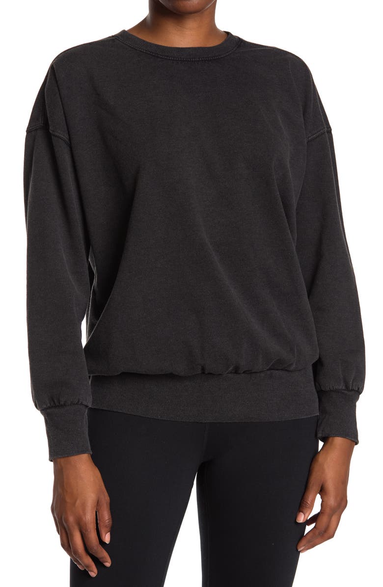 Z by Zella Pike Washed Crew Neck Sweater, Main, color, 