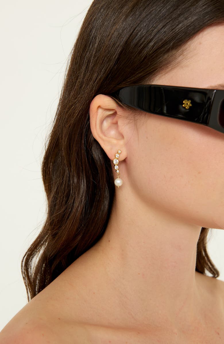 Éliou Elene Curved Bar Earrings, Alternate, color, Gold Plated