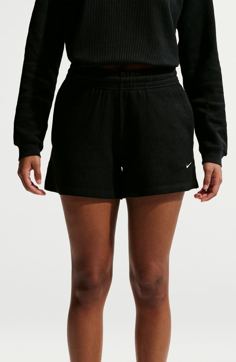 Nike Sportswear Chill Waffle Knit Loose Fit Shorts, Alternate, color, Black/ Sail