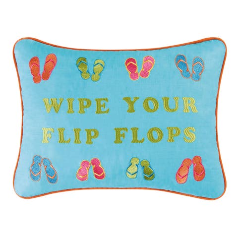 "Wipe Your Flip Flops" Cotton Blend Mini Accent Pillow 12" x 16