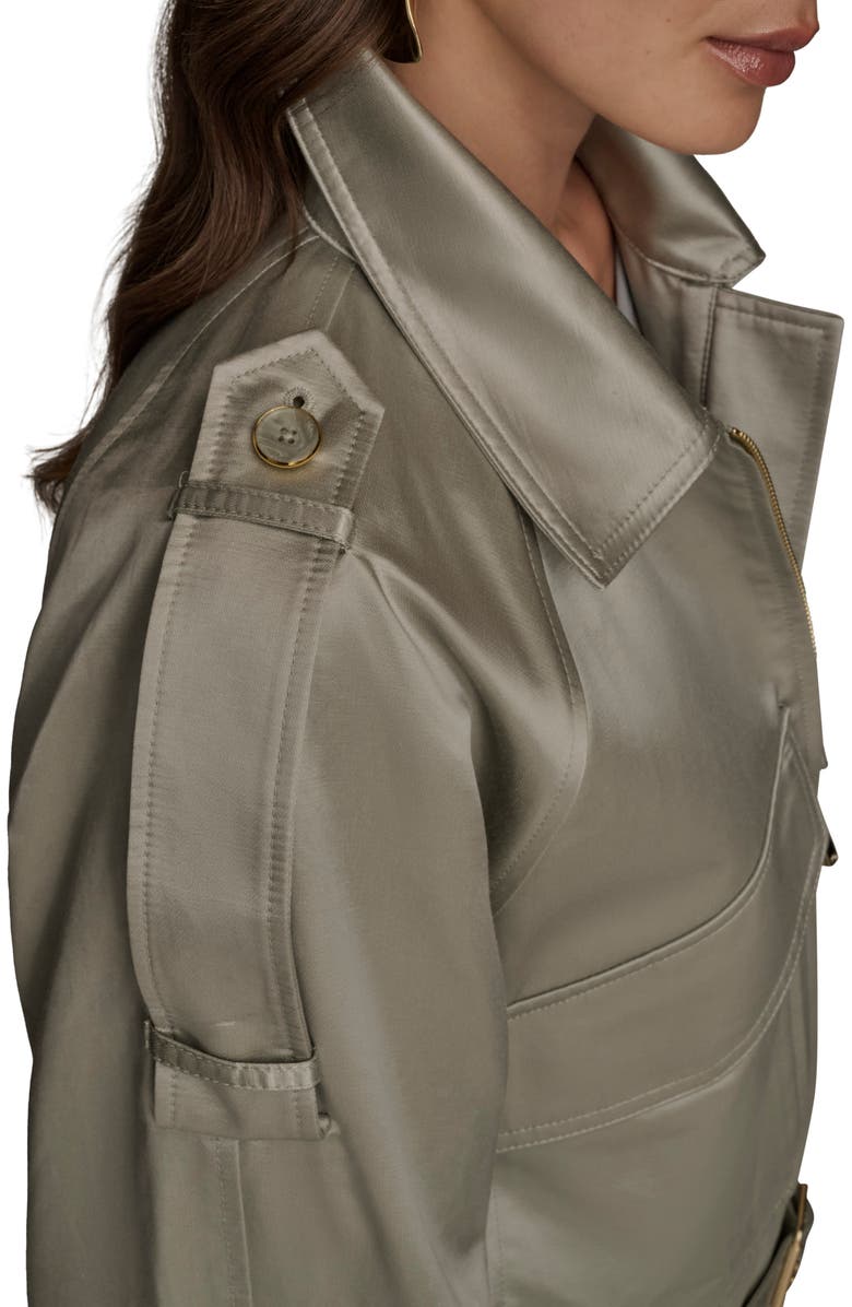Donna Karan New York Belted Satin Bomber Jacket, Alternate, color, Weathered