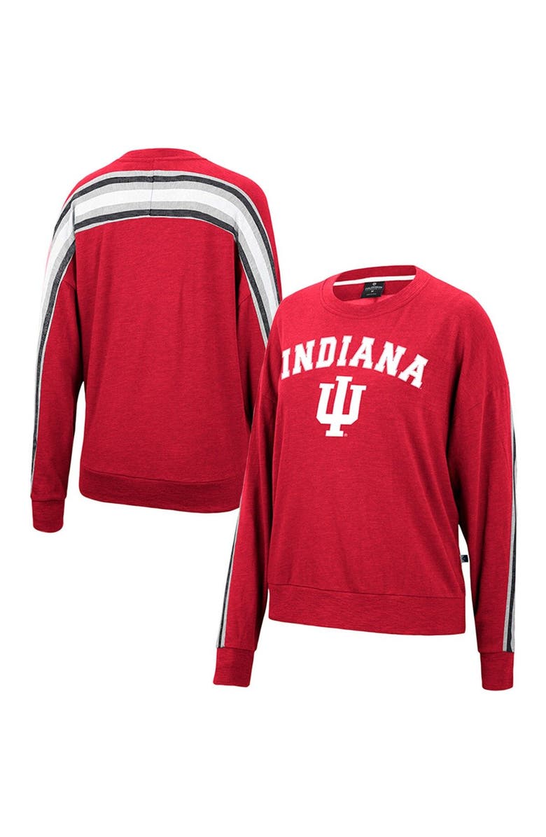 COLOSSEUM Women's Colosseum Heathered Crimson Indiana Hoosiers Team Oversized Pullover Sweatshirt, Main, color, 