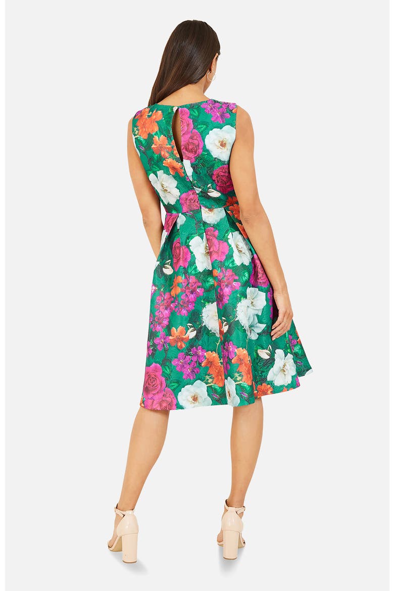 Floral Skater Dress, Alternate, color, Green